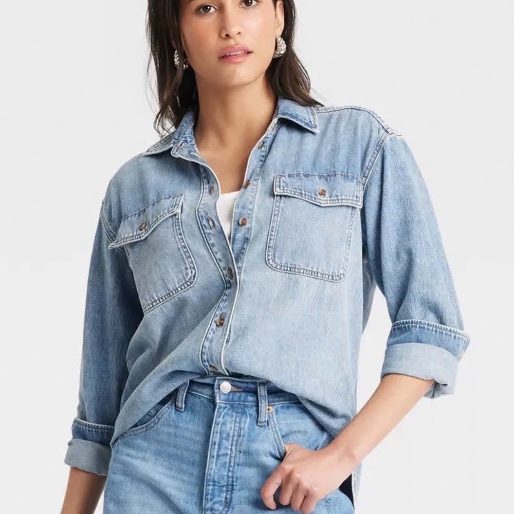 Thread & Supply Avery Button Down Shirt Indigo‎ Small New With Tags